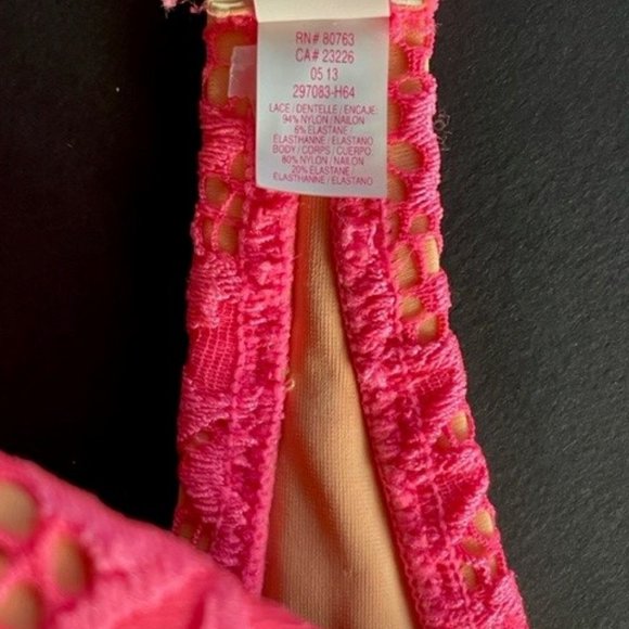 VICTORIA’S SECRET LACY BIKINI SET  32C Top, Small Cheekini Bottom   CORAL PINK - Picture 7 of 13